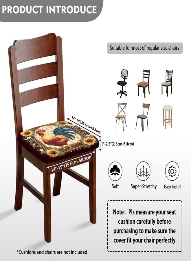 Pzuqiu Chicken Rooster Sunflower Seat Cushion Cover for Dining Chair Durable Chair Cushion Slipcover Anti-Scratch Chair Seat Protective Covers Easy Install Clean, 6 Packs - Image 4